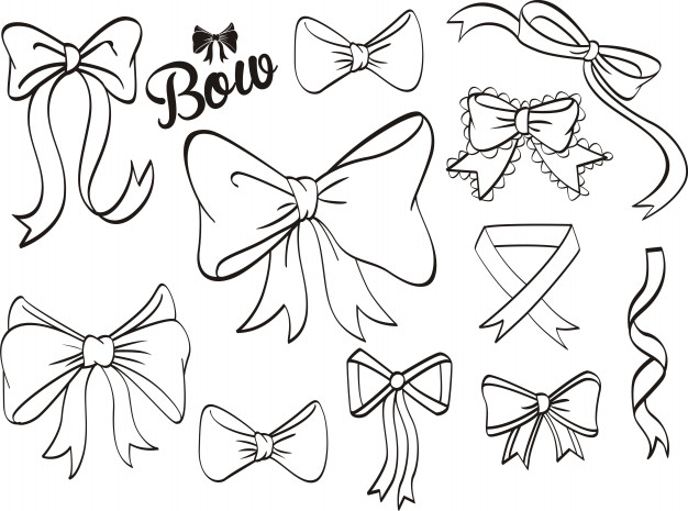 626x465 Hand Draw Decorative Ribbon And Bow On Black Board Vector - Bow Ribbon Drawing