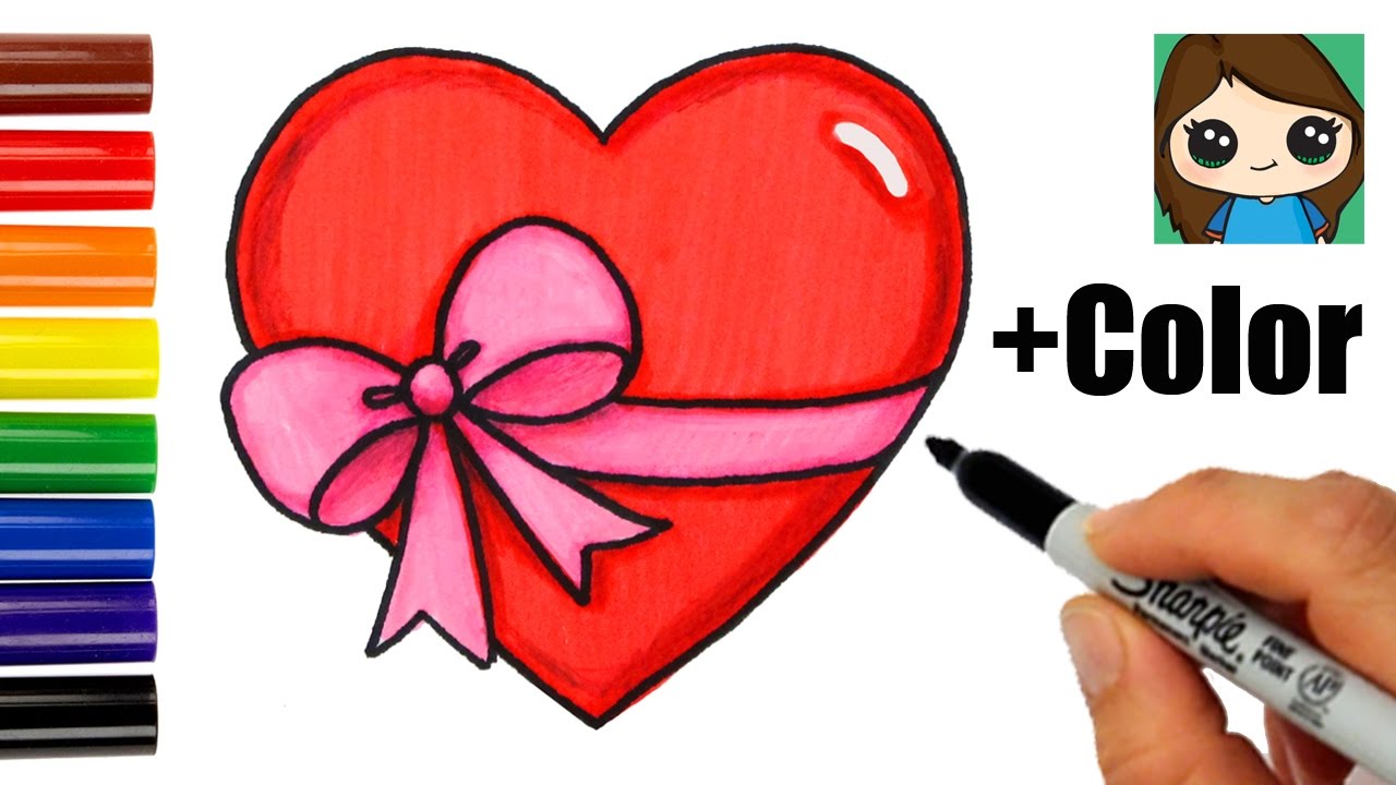 1280x720 How To Draw A Heart With A Bow Ribbon Emoji Easy - Bow Ribbon Drawing