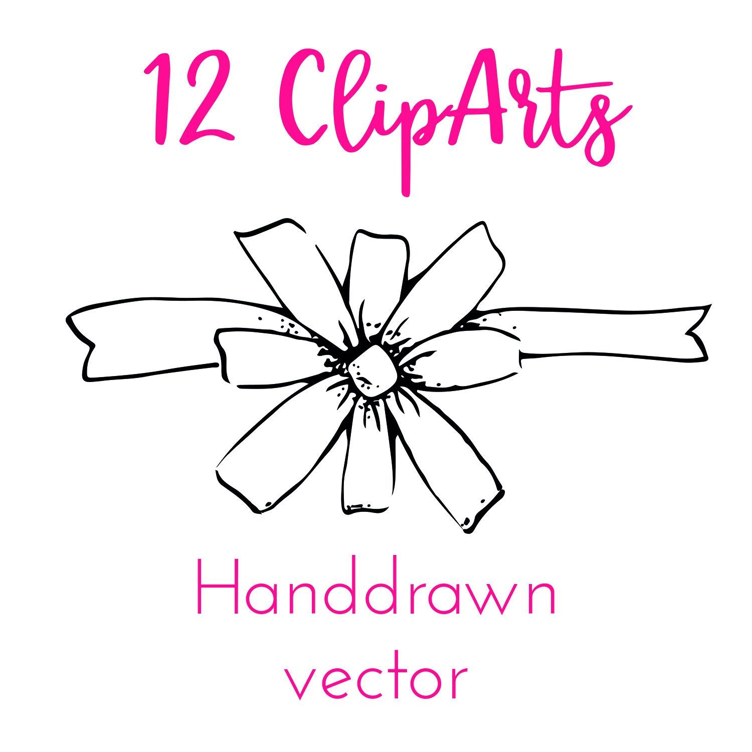 1500x1500 Vintage Clipart Bow Ribbon Hand Drawn Art As Instant Download Etsy - Bow Ribbon Drawing