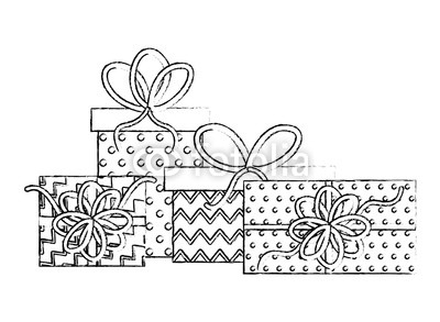 400x293 Birthday Set Gift Boxes Bow Ribbon Decoration Hand Drawing Design - Bow Ribbon Drawing
