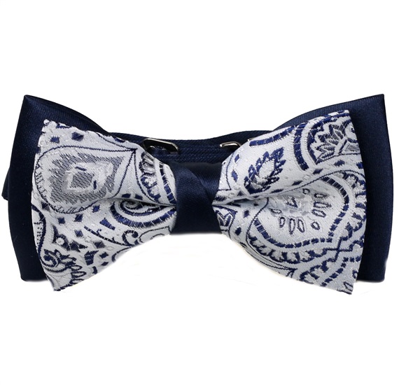 570x550 Dark Blue Boys' Bow Tie With White Drawing - Bow Tie Drawing