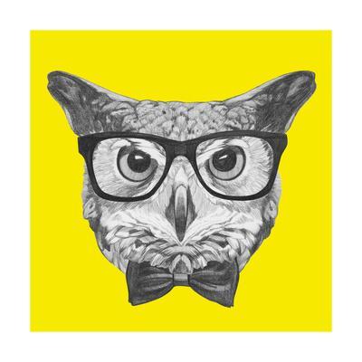 400x400 Original Drawing Of Owl With Glasses And Bow Tie Isolated - Bow Tie Drawing