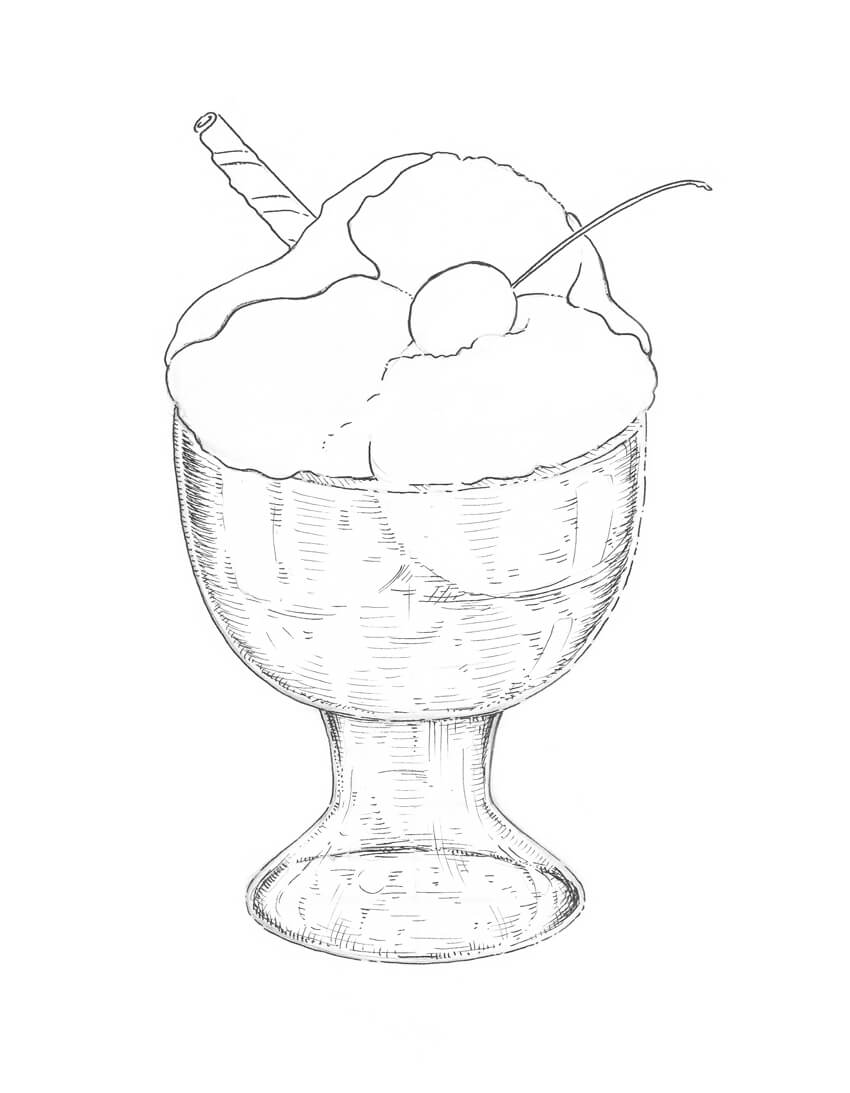 850x1093 How To Draw Ice Cream Step - Bowl Drawing