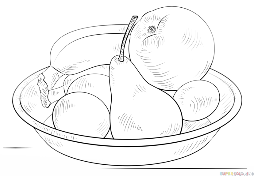 828x575 How To Draw A Bowl Of Fruits Step - Bowl Drawing