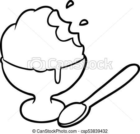 450x431 Line Drawing Of A Ice Cream Dessert In Bowl - Bowl Drawing