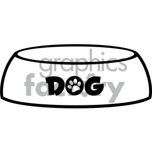 300x300 Royalty Free Rf Clipart Illustration Black And White Dog Bowl - Bowl Drawing
