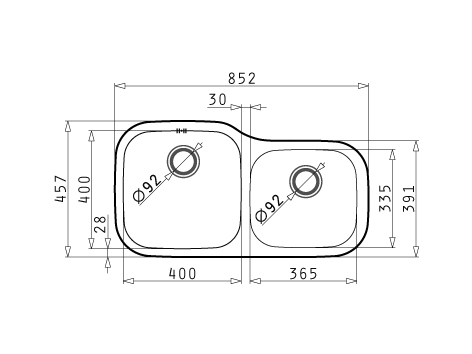 472x354 dione kitchen laundry sink double bowl undermount sink - Bowl Line Drawing