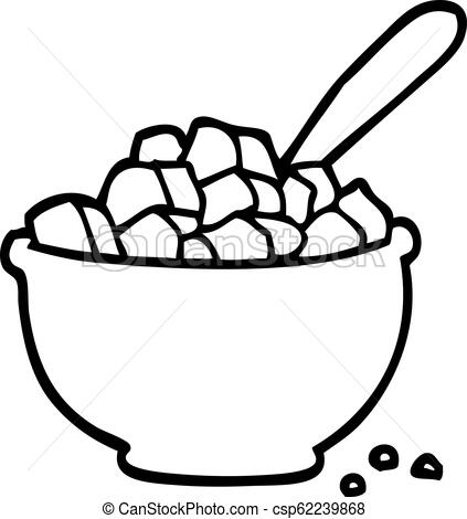 423x470 Line Drawing Cartoon Bowl Of Cereal - Bowl Line Drawing