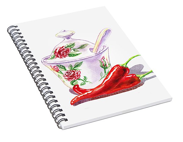 600x466 Chili Spiral Notebooks Fine Art America - Bowl Of Chili Drawing