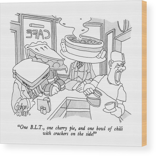 655x657 one b l t one cherry pie, and one bowl of chili wood print - Bowl Of Chili Drawing