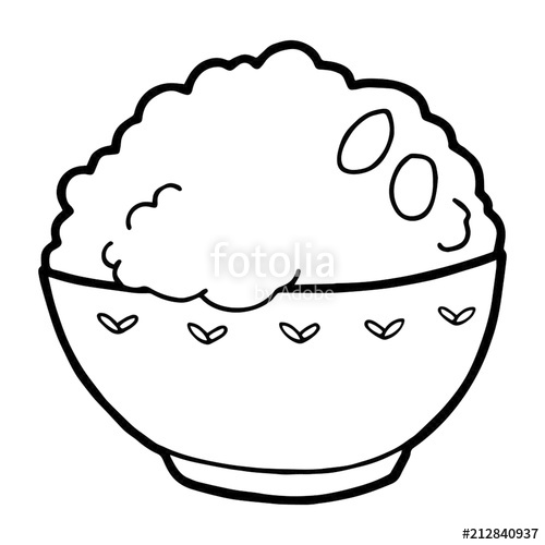 500x500 Bowl Of Rice Cartoon Illustration Isolated On White Background - Bowl Of Rice Drawing