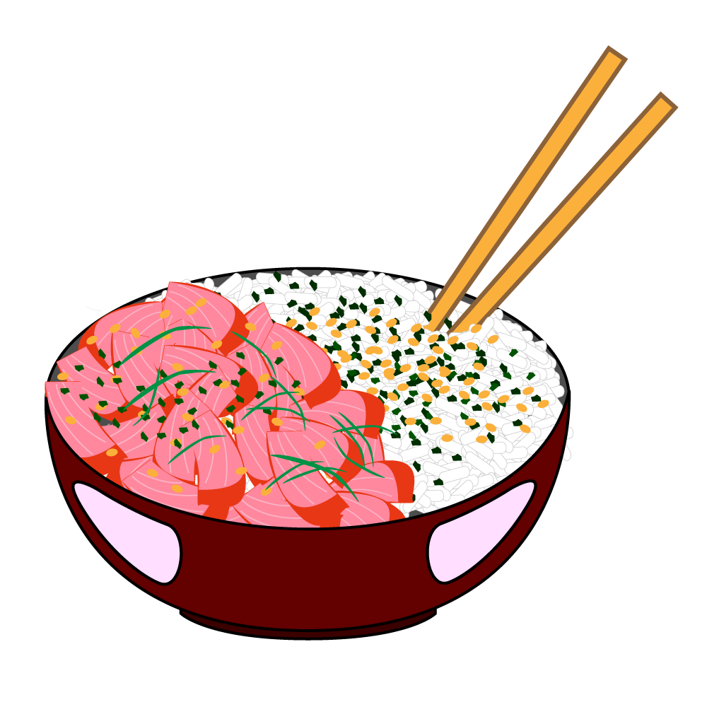 1000x1000 Poke Bowl And Rice Illustrator Graphic Hawaiian Graphics - Bowl Of Rice Drawing