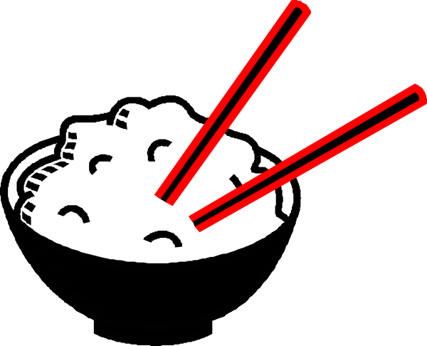600x486 Rice Bowl Black And Red Clip Art - Bowl Of Rice Drawing