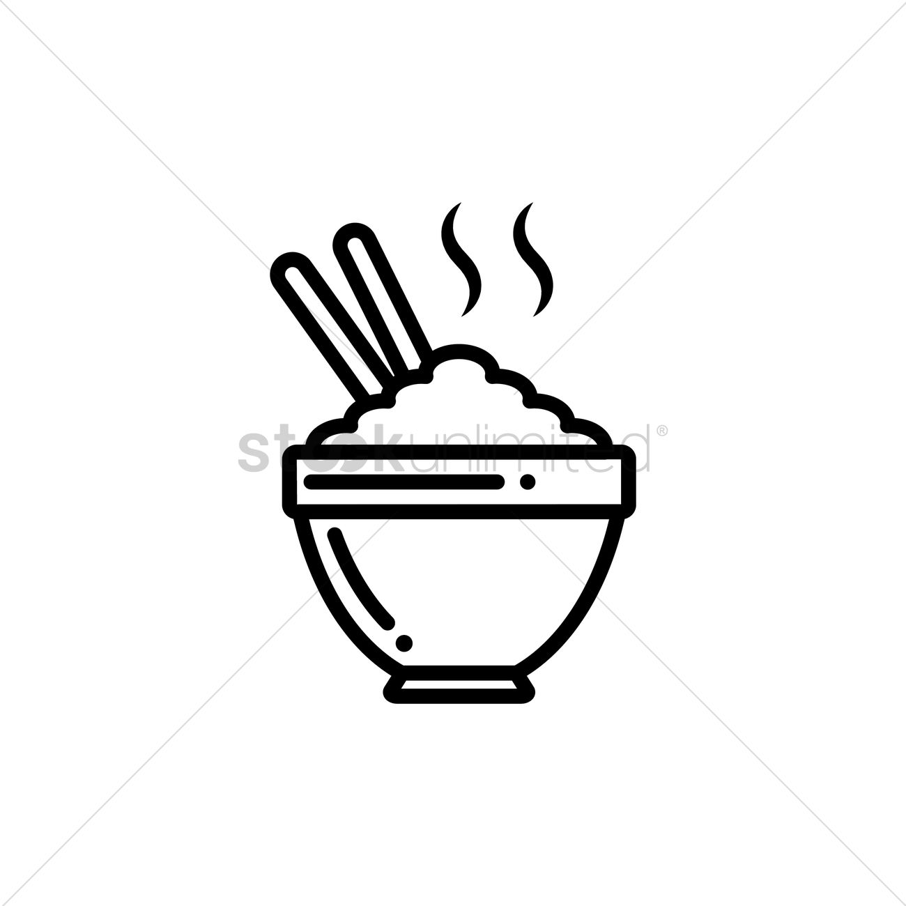 1300x1300 Steaming Bowl Of Rice Vector Image - Bowl Of Rice Drawing