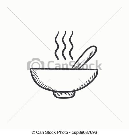 450x470 Bowl Of Hot Soup With Spoon Sketch Icon Bowl Of Hot Soup - Bowl Of Soup Drawing