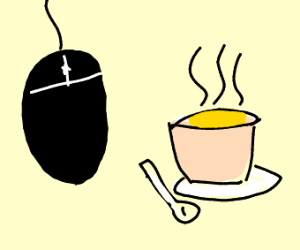 300x250 Blue Cp Mouse With A Black Bowl Of Soup Drawing - Bowl Of Soup Drawing
