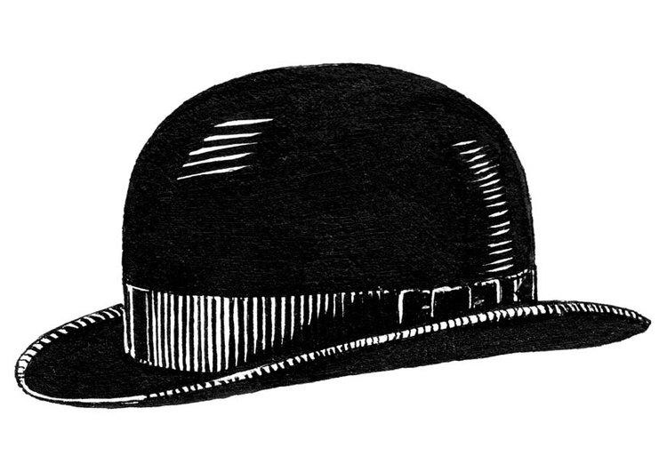 750x531 coloring - Bowler Hat Drawing