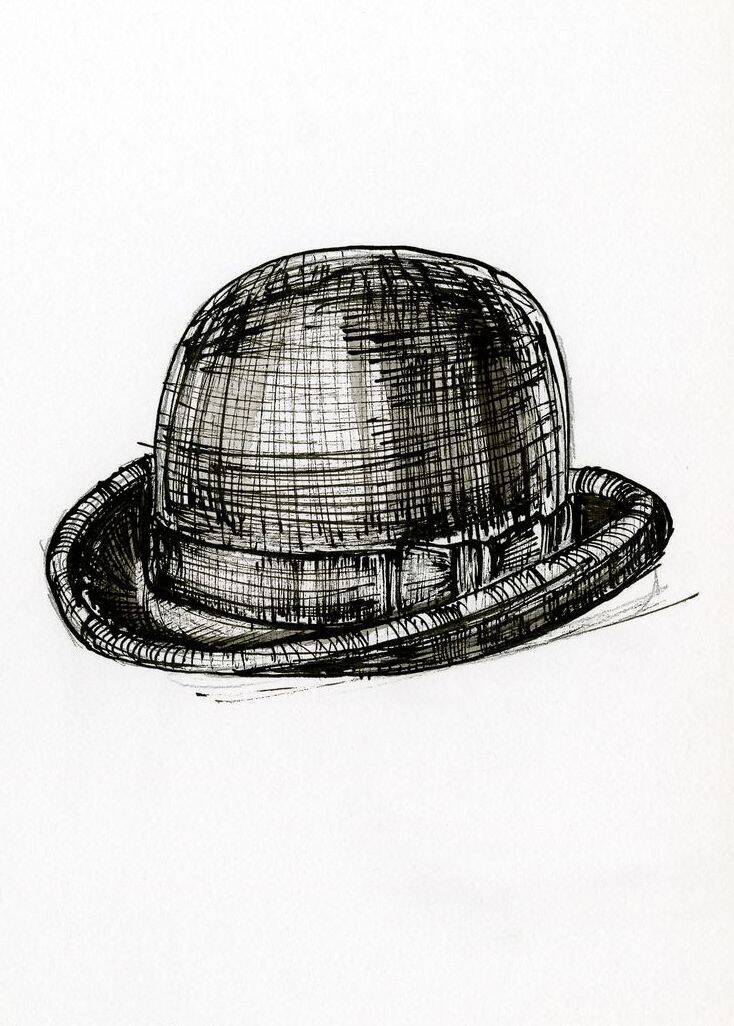 734x1026 filebowler hat - Bowler Hat Drawing