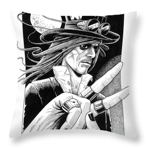 500x500 gothic man with bowler hat showing the viictory sign throw pillow - Bowler Hat Drawing