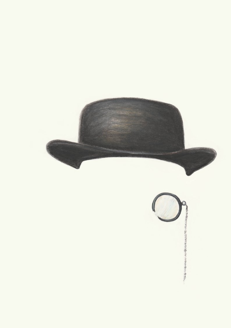794x1123 monocle and hat statement artwork wall art gift for him etsy - Bowler Hat Drawing