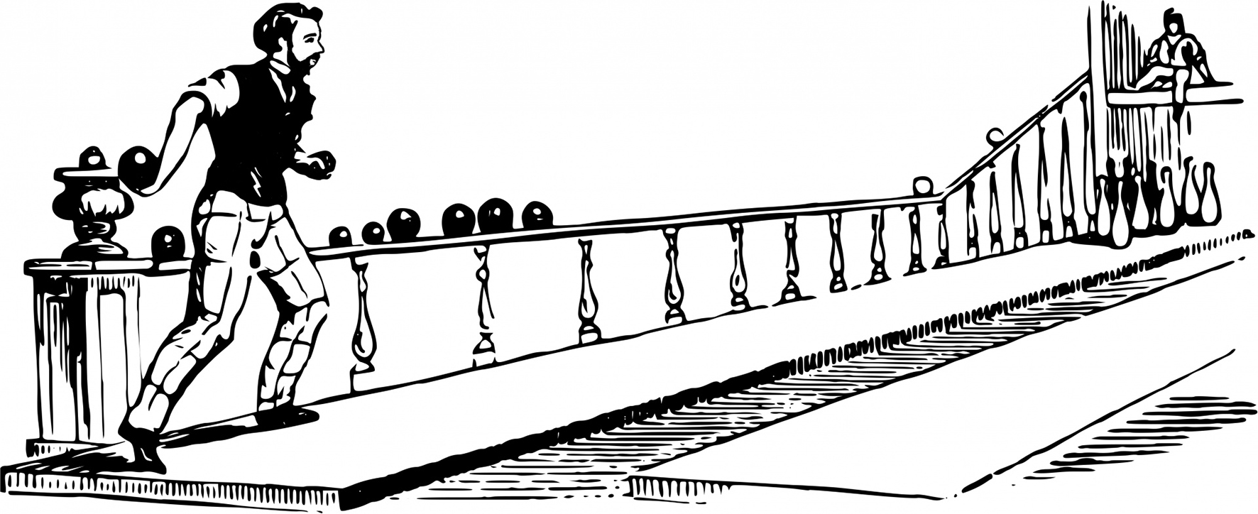 1772x724 bowling clipart - Bowling Alley Drawing