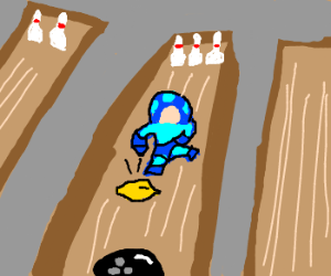 300x250 mega man with a gun blocks bowling alley drawing - Bowling Alley Drawing
