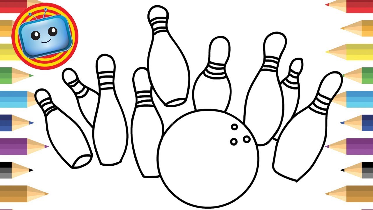 1280x720 bowling ball and pins colouring pages for kids learn drawing - Bowling Ball Drawing
