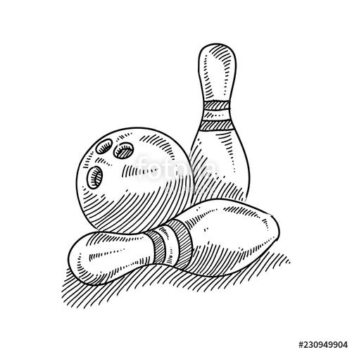 500x500 bowling pin and ball drawing stock image and royalty free vector - Bowling Ball Drawing