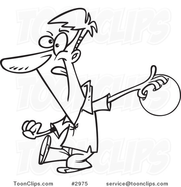 581x600 Cartoon Black And White Line Drawing Of A Guy Approaching - Bowling Lane Drawing