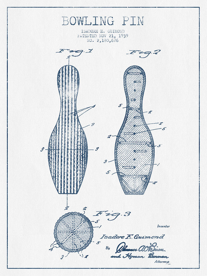 675x900 Bowling Pin Patent Drawing - Bowling Pin Drawing
