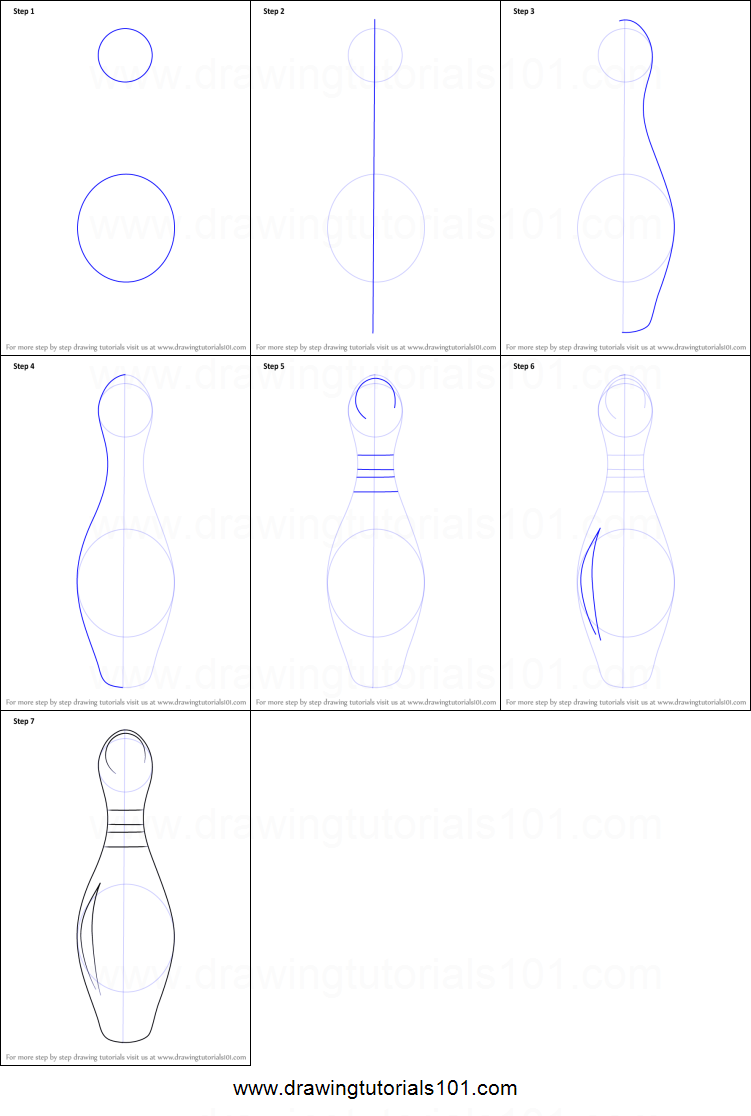 751x1116 How To Draw A Bowling Pin Printable Step - Bowling Pin Drawing