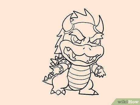 460x345 how to draw bowser - Bowser Drawing