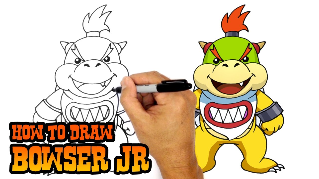 1280x720 how to draw bowser jr super mario bros - Bowser Drawing