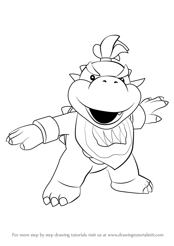 598x844 learn how to draw bowser jr from super mario - Bowser Drawing