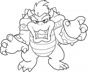 302x245 drawing printout how to draw bowser - Bowser Drawing