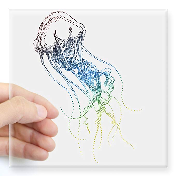679x679 Cafepress Colorful Jellyfish Drawing Sticker Square - Box Jellyfish Drawing