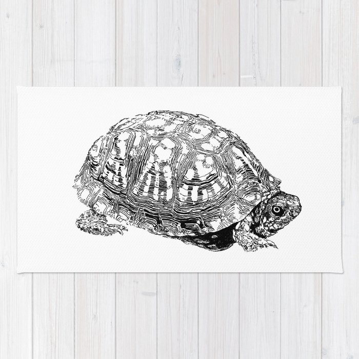 700x700 Box Turtle Drawing Rug - Box Turtle Drawing