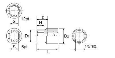 400x204 socket size basic knowledge - Box Wrench Drawing
