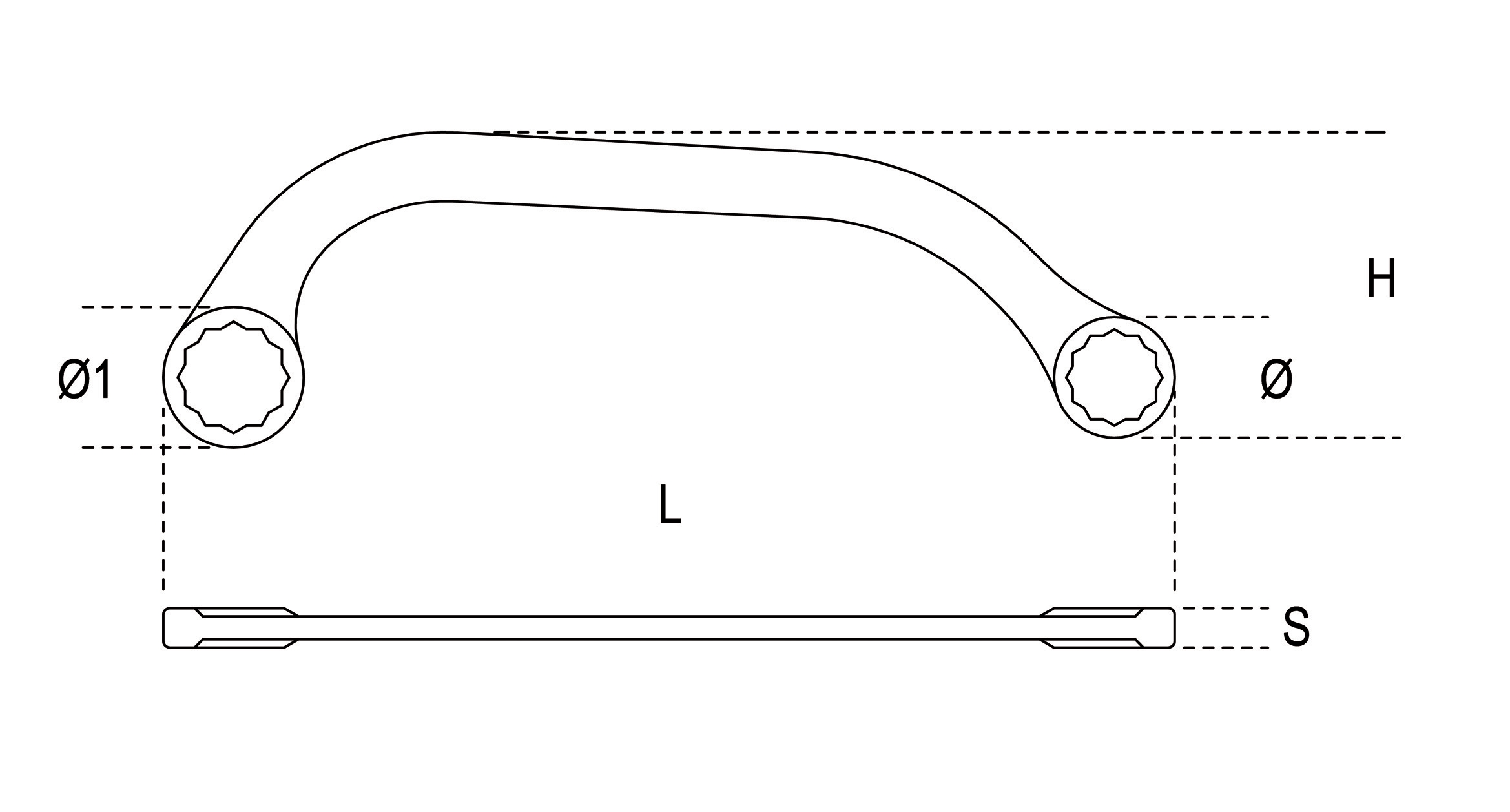 2338x1257 Buy Beta Tools X Half Moon Ring Wrench - Box Wrench Drawing