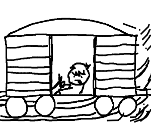 300x250 i like trains guy in boxcar, trying to drift drawing - Boxcar Drawing