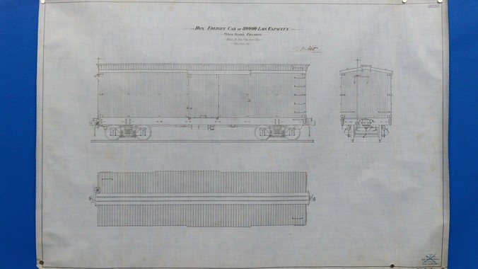 676x380 pullman railroad technical drawings, ca antiques roadshow - Boxcar Drawing