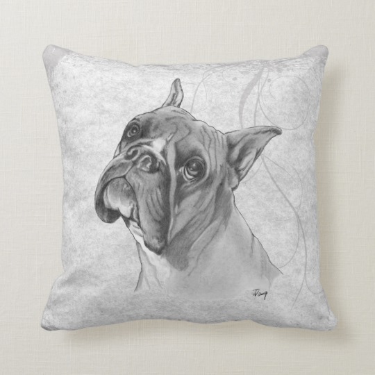 540x540 boxer dog drawing throw pillow - Boxer Dog Drawing