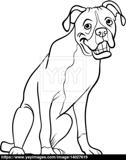 403x512 boxer dog cartoon for coloring book vector - Boxer Dog Line Drawing