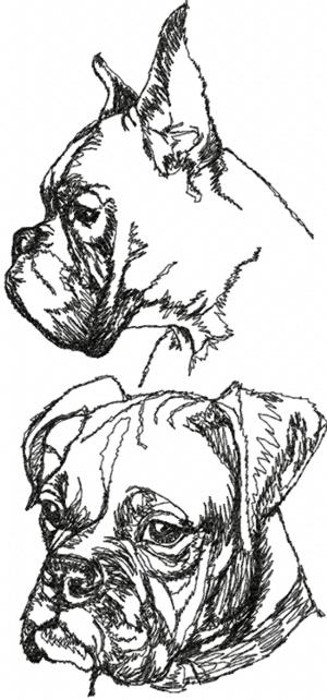 300x642 Advanced Embroidery Designs - Boxer Dog Line Drawing