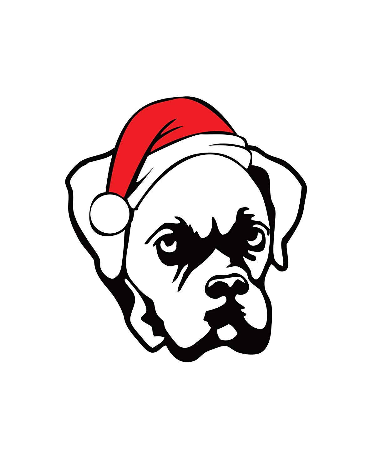 1167x1500 podalyzer boxer dog wearing christmas santa hat t - Boxer Dog Line Drawing