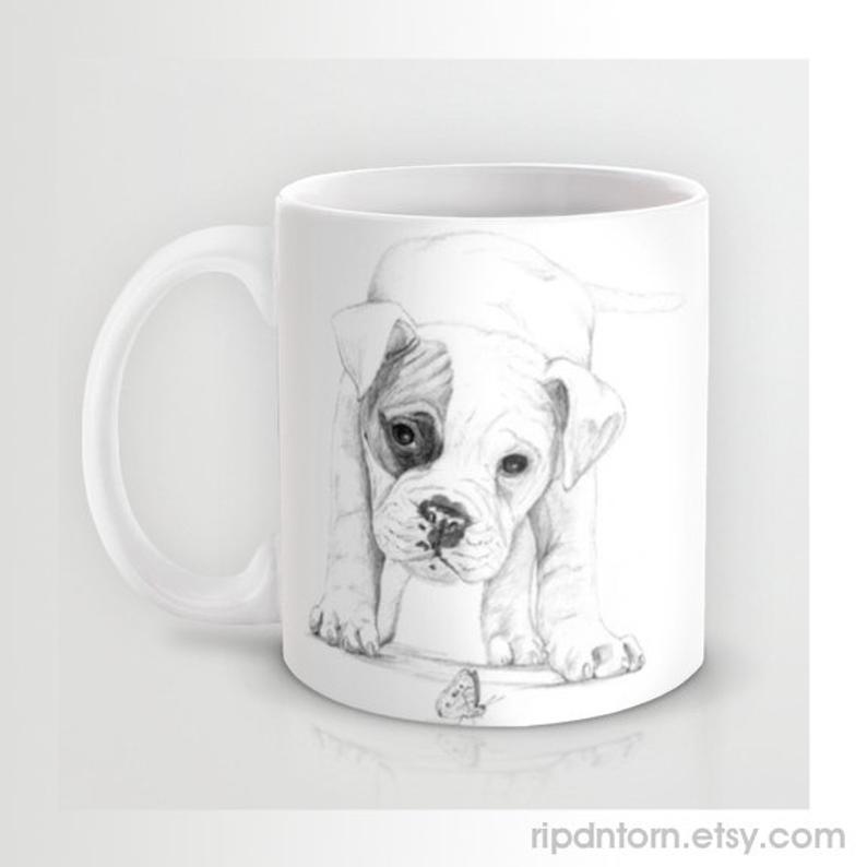 794x794 boxer puppy ceramic mug white boxer dog sketched drawing art etsy - Boxer Puppy Drawing
