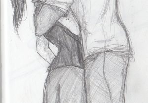 300x210 Cute Couples Sketching Girls Hug Boy Imges How To Draw Couple - Boy And Girl Hugging Drawing