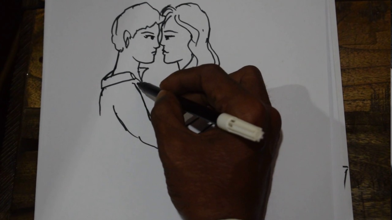 1280x720 How To Draw Girl And Boy For Love - Boy And Girl In Love Drawing