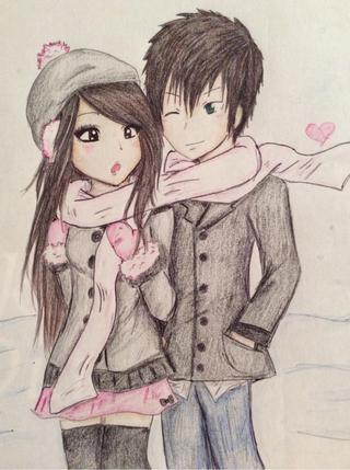 320x429 Pictures Sketch Of Boy And Girl - Boy And Girl In Love Drawing