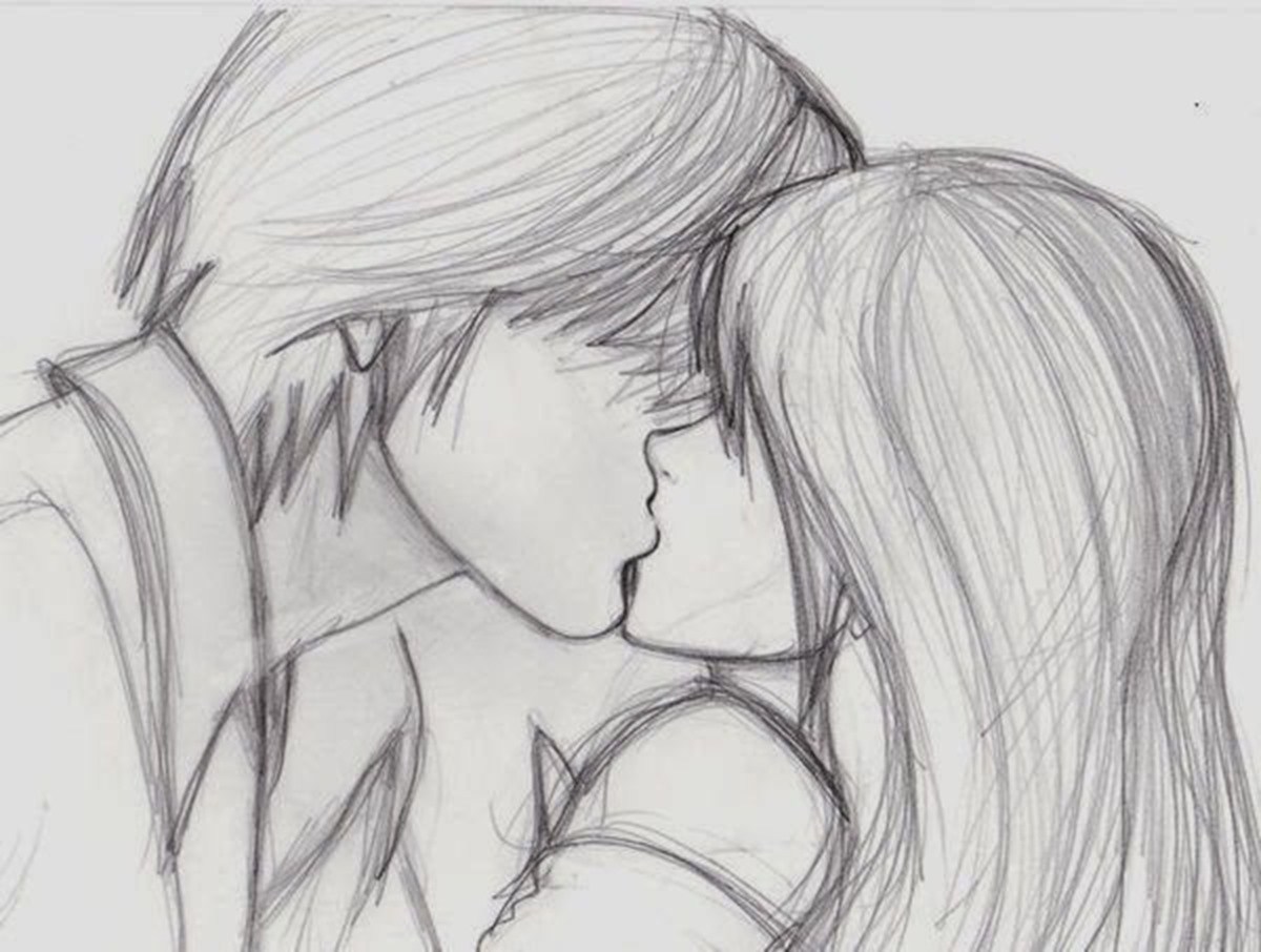 Girl Kiss Boy Drawing